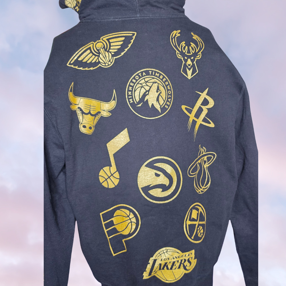 OVO October's Very Own NBA Team Icons Black Gold Streetwear OG Owl Hoodie Sz M - Picture 6 of 9